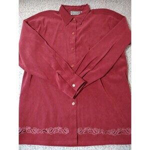 Y2K Jane Ashley Womens Button Down M Cut Out Shapes Hem Felt Like Exterior